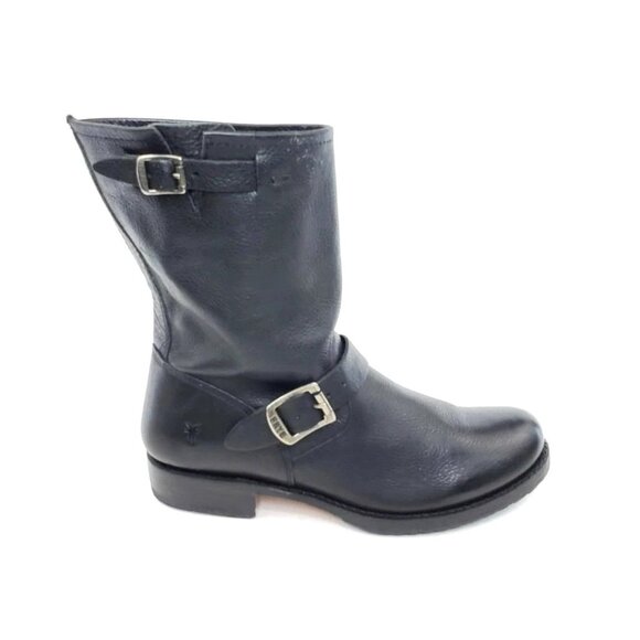 Frye Engineer Moto Biker Mid Calf Harness Boots Black Leather Womens Size 10B - Picture 11 of 12